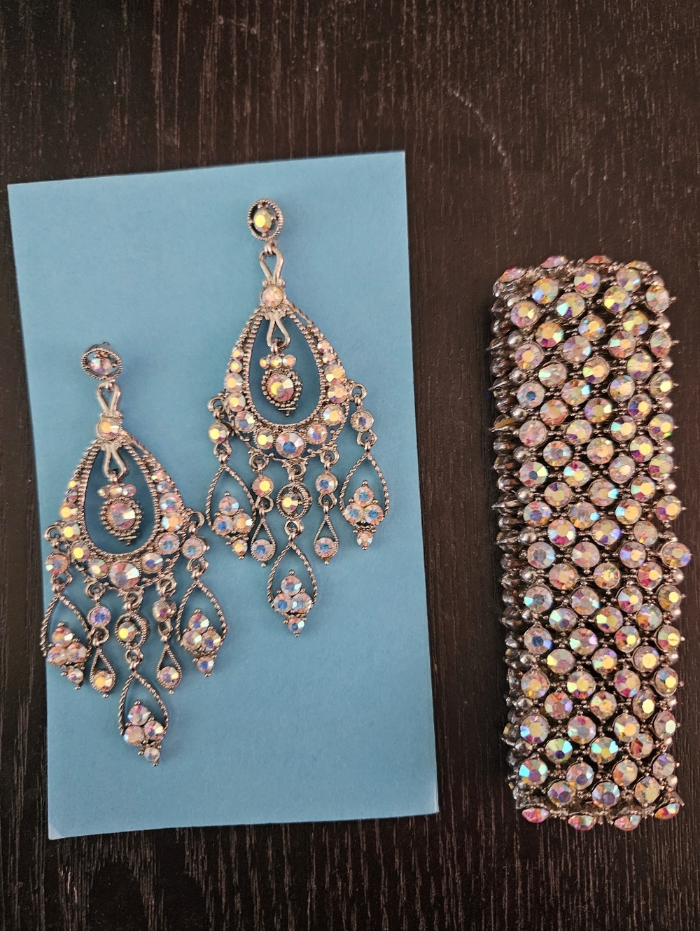 Crystal Chandelier Earrings And Bracelet Set